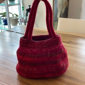 Vintage red felted wool purse unworn